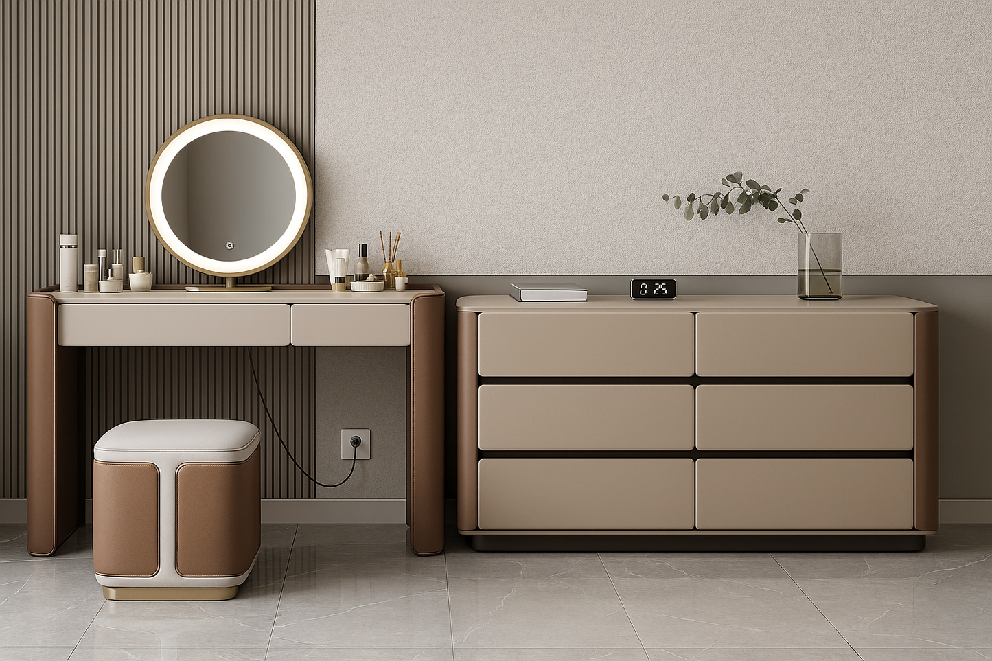 Cognac Large Makeup Vanity