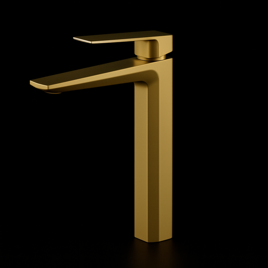 Gold tall modern countertop faucet