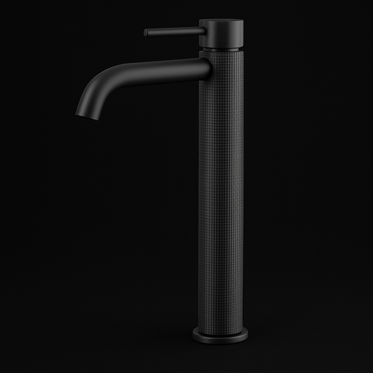 Gunmetal Faucet - Premium Textured Column with Vessel Sink
