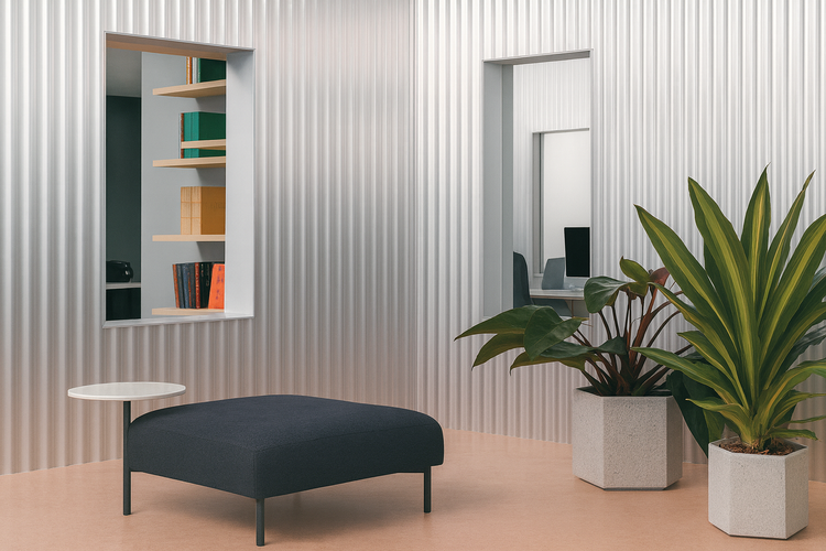 Modern metallic wall panels in various flute styles by SAIBA Homes