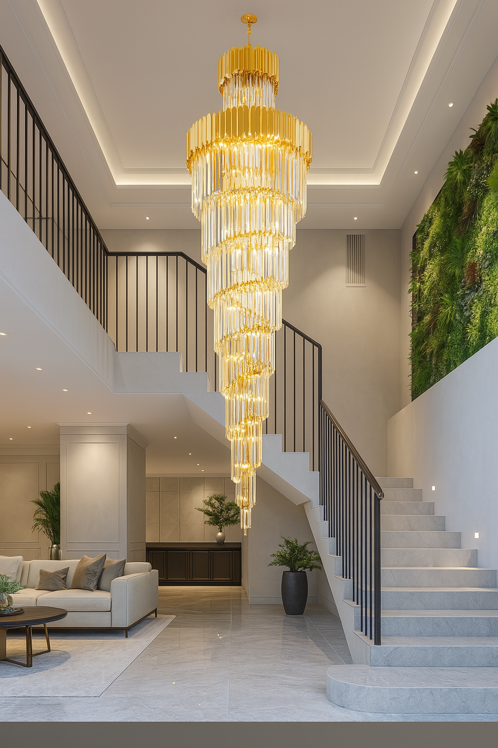 Elongated Emerald Cut Crystal Chandelier