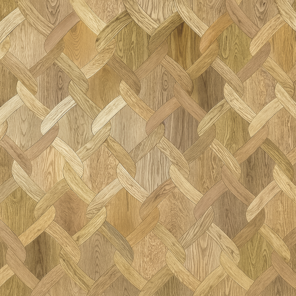 Interwoven pattern detail of Allegra engineered wood flooring showing multi-tone textures, SAIBA Homes