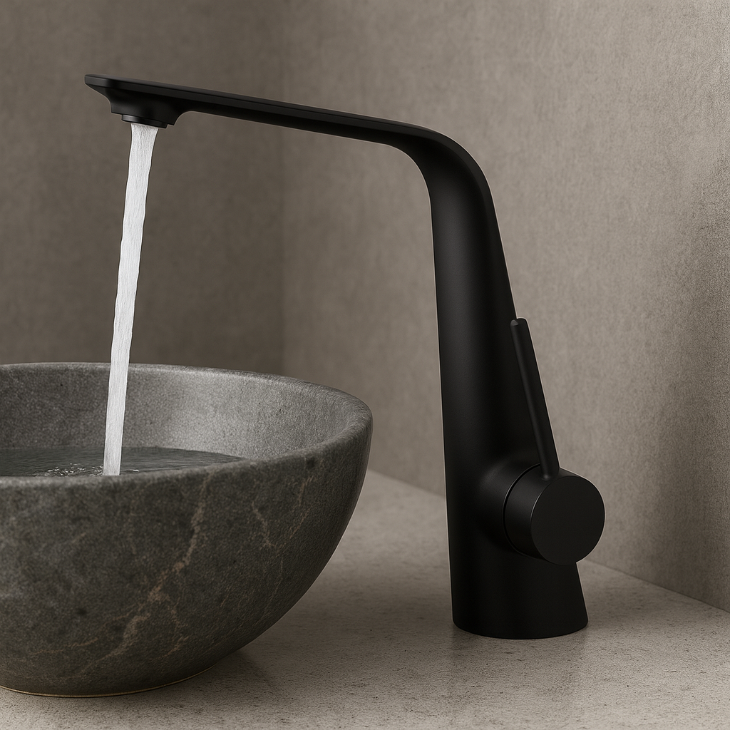 Axivor Bathroom Faucet in Matte Black, Modern Countertop Basin Faucet
