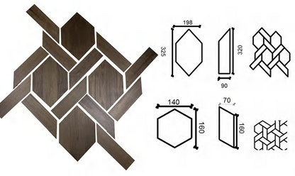 Detail view of engineered hardwood Carvaux flooring with precise angled pattern and walnut/oak veneer – SAIBA Homes.