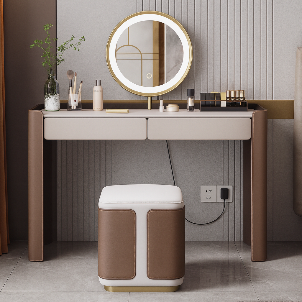 Cognac Small Makeup Vanity