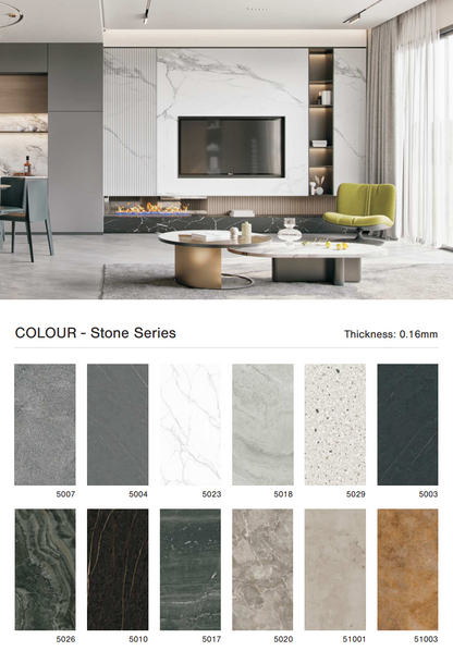 Hollow Short Round Fluted Wall Panel – Stone Edition with natural stone-textured finish and curved profile colour options. SAIBA Homes