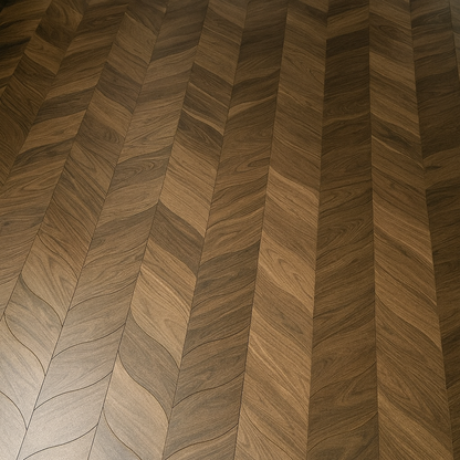 “Ducane leaf-shaped engineered wood flooring layout shown installed in a luxury interior – SAIBA Homes”
