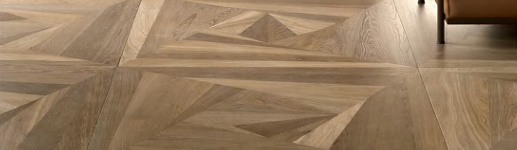 Luxury interior with Forez geometric parquet flooring. SAIBA Homes