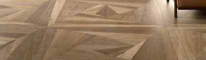 Luxury interior with Forez geometric parquet flooring. SAIBA Homes