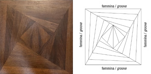 Close-up of multi-directional hardwood grain in Forez engineered wood flooring, SAIBA Homes.