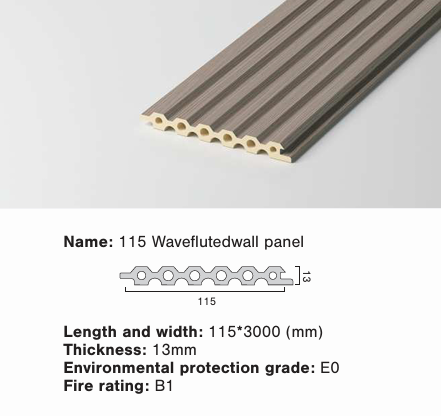 Close up of hallow hex fluted panel with specifications.