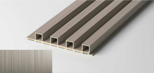 Close-up of Metal Edition hollow fluted panel showing metallic surface finish and deep profile – SAIBA Homes.
