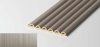 Hollow Short Round Fluted Wall Panel – Metal Edition with sleek metallic finish and sculpted rounded contours. Suitable for flat and curved walls. SAIBA Homes.