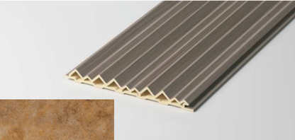 Hollow triangular fluted wall panel with premium stone finish, bendable for curved walls, SAIBA Homes