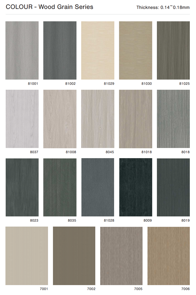 Hollow triangular fluted wall panel with wood-grain finish colour options.