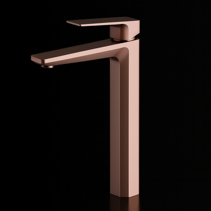 Rose-Gold finish modern faucet tall in solid brass