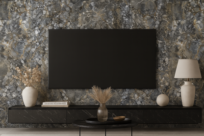 Ultra HD blue-green stone wall panels with seamless design. Matte or gloss finish, waterproof, bendable, scratch-resistant, and ideal for luxury modern interiors.