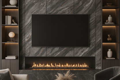 UHD Grey Stone Panel Seamless Modern Stone-Look TV Wall