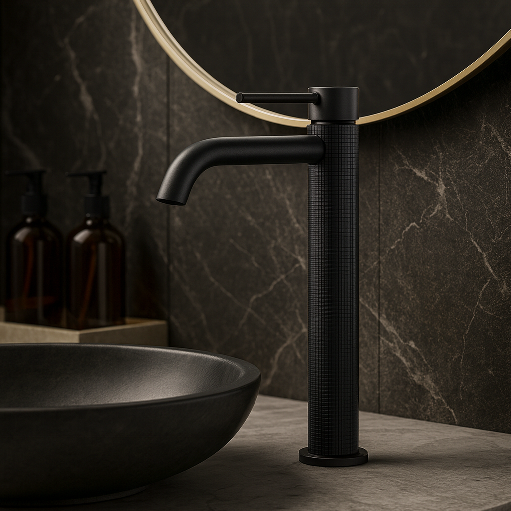 Matte Black Tall Faucet – Vessel Sink High End Bathroom