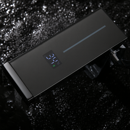 Close-up of digital temperature screen on Valtrix smart faucet top panel