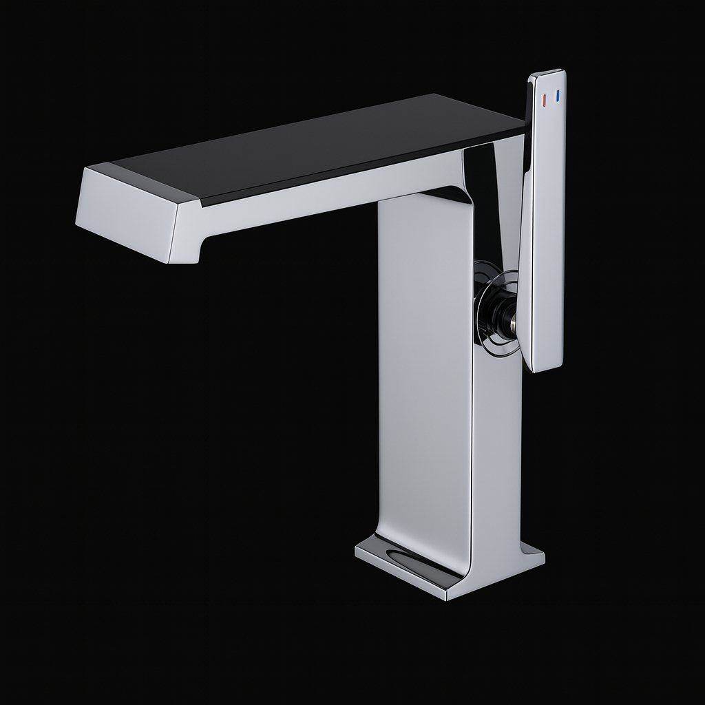 Studio product shot of Valtrix Smart Waterfall Faucet in chrome finish