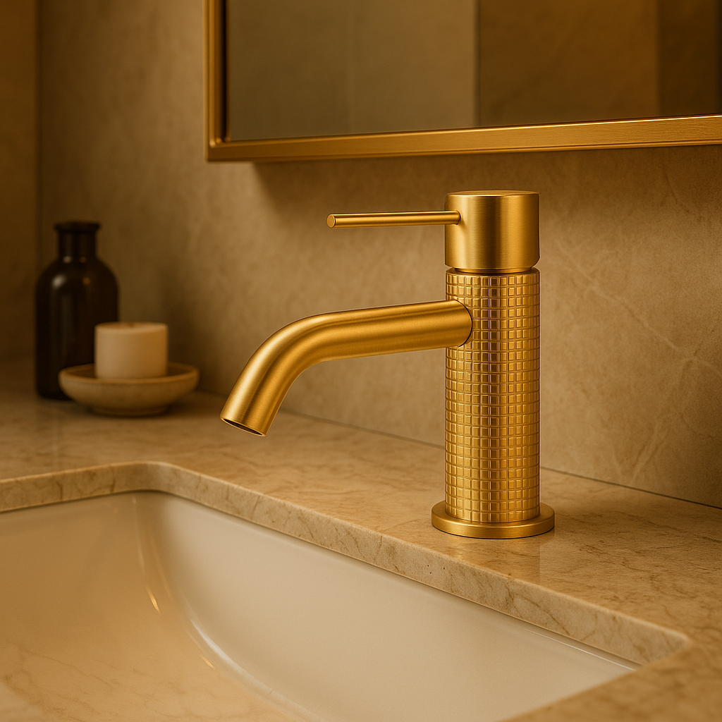 Veyron Gold Luxury Bathroom Faucet with Curved Spout