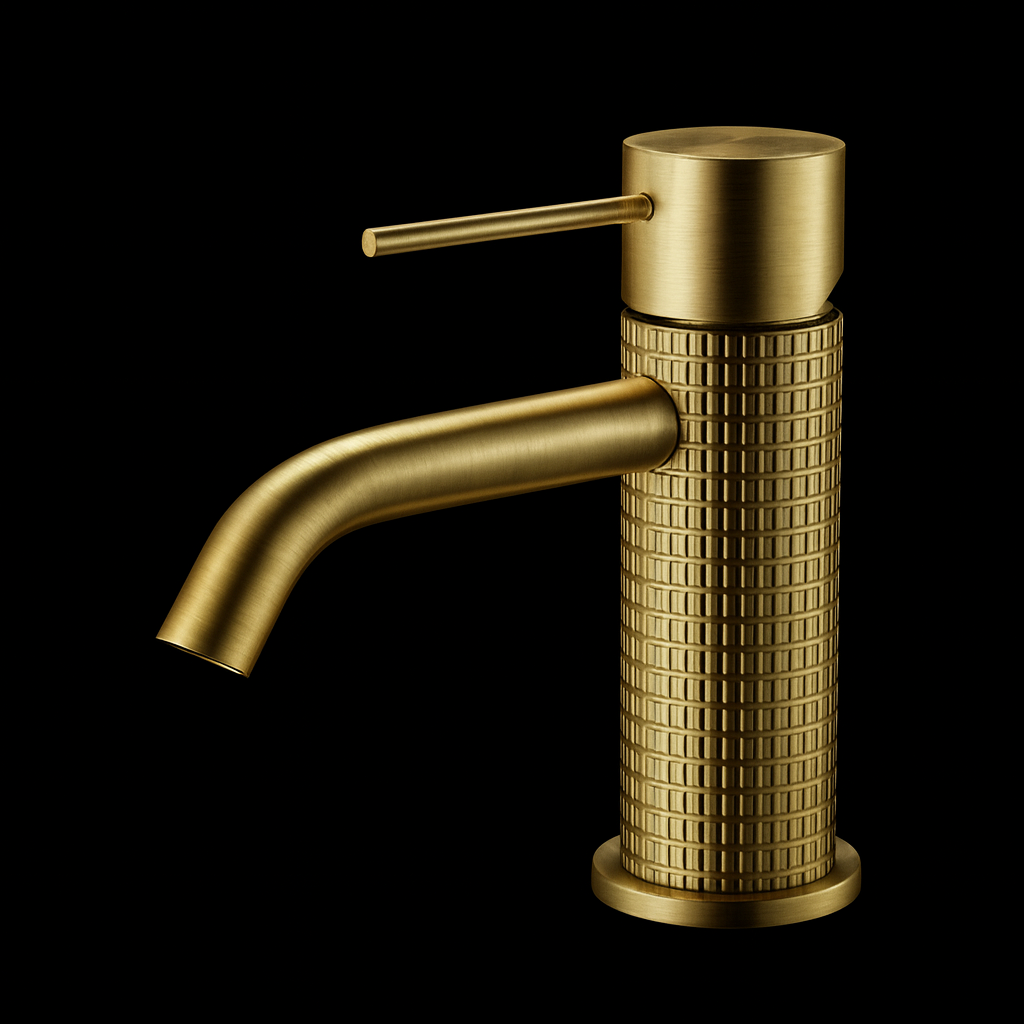 Veyron Gold Bathroom Faucet – Modern Textured Design