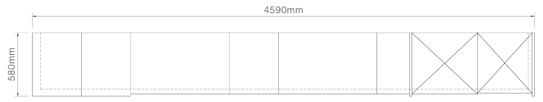 A simple line drawing showing the dimensions of a long rectangular panel or sheet, with a width labeled 4590mm and a height labeled 5880mm.