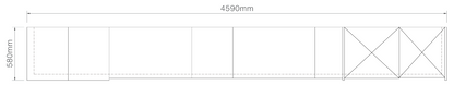 A simple line drawing showing the dimensions of a long rectangular panel or sheet, with a width labeled 4590mm and a height labeled 5880mm.