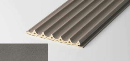 Hallow Inverted Fluted Wall Panel – Cloth Edition with recessed tri-arc profile and soft fabric-textured surface. SAIBA Homes