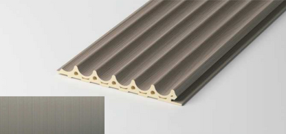 Hallow Inverted Fluted Wall Panel – Metal Edition featuring recessed tri-arc metallic profile. SAIBA Homes