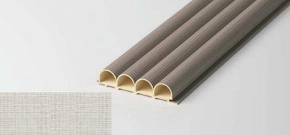 Hollow Round Fluted Wall Panel – Cloth Edition featuring rounded arcs and a fabric-textured surface, in a soft neutral tone. SAIBA Homes.