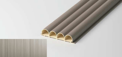 Hollow Round Fluted Wall Panel – Metal Edition featuring half-round sculpted flutes in a brushed metallic finish. SAIBA Homes.