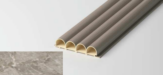 Hollow Round Fluted Wall Panel – Stone Edition with half-round fluted design and realistic stone-textured finish. SAIBA Homes.