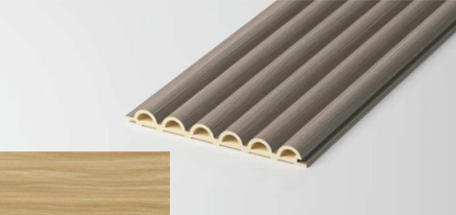 Hollow Short Round Fluted Wall Panel - Wood Grain Edition with natural timber-style finish and rounded contours. SAIBA Homes