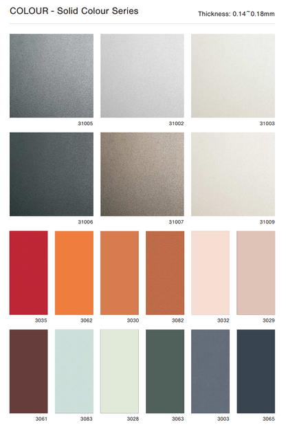 colour options for solid colour finishes hallow hex fluted wall panels. SAIBA Homes